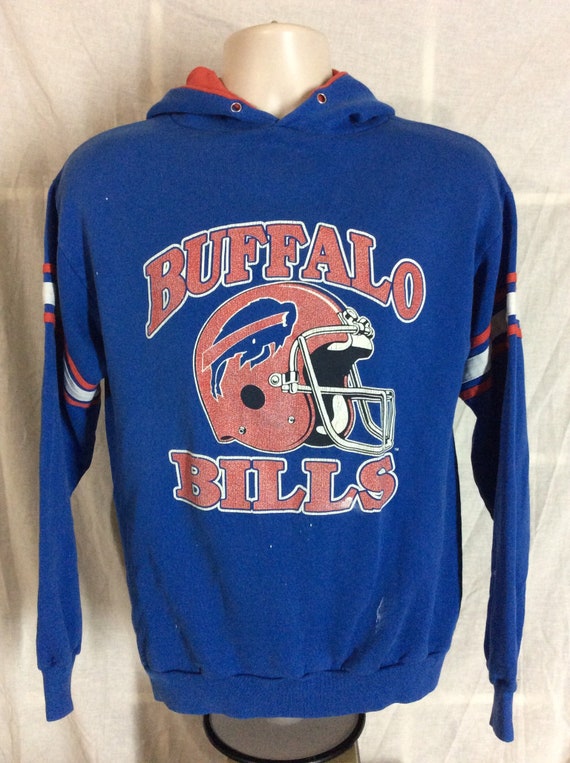 Vtg 80s 90s Trench Buffalo Bills Hooded Sweatshirt