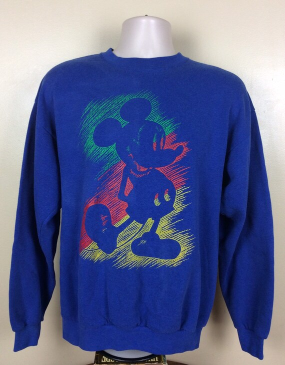 Buy Vtg 90s Mickey Mouse Sweatshirt Blue L/XL Disney Crew Neck 