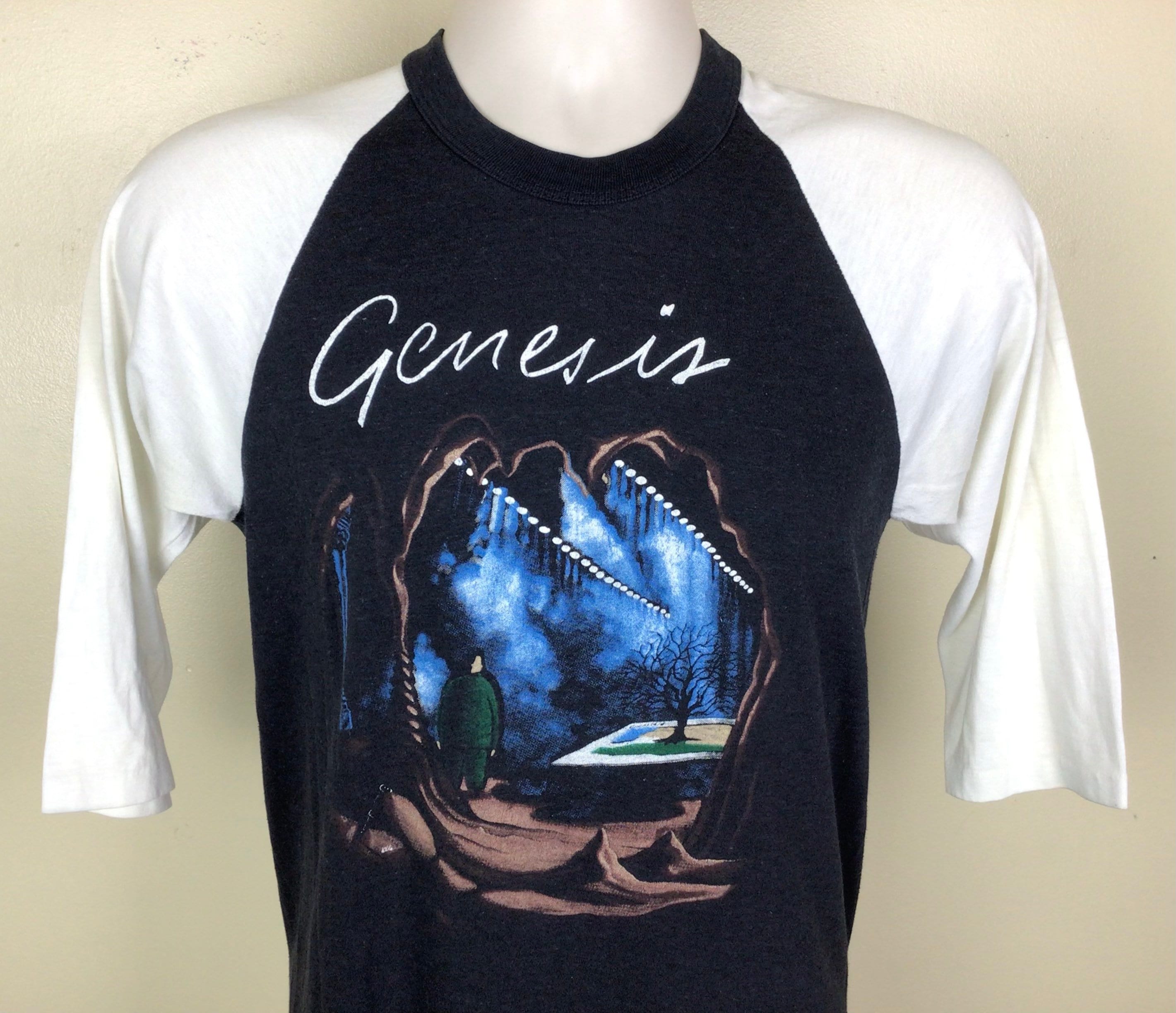 80s GENESIS ツアーTシャツ ロックT バンT サイズS〜M相当 Vtg Early 80s Genesis Raglan Jersey Style T-shirt S/M Classic Prog