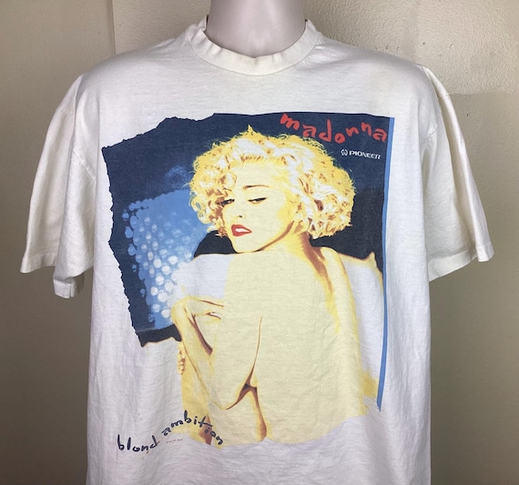 Vtg 1990 Madonna Blond Ambition Tour Concert T-shirt White XL 90s
