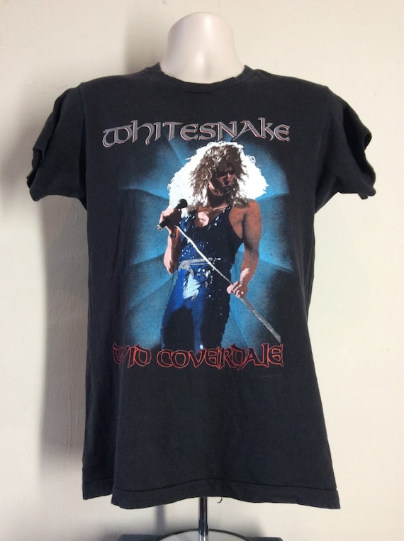 Vtg 1987 Whitesnake David Coverdale Concert T-shirt Black M/L 80s