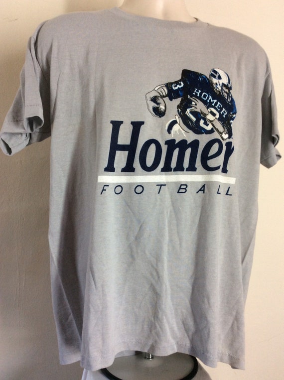 Vtg 70s Early 80s Homer Football T-Shirt Gray L/X… - image 4