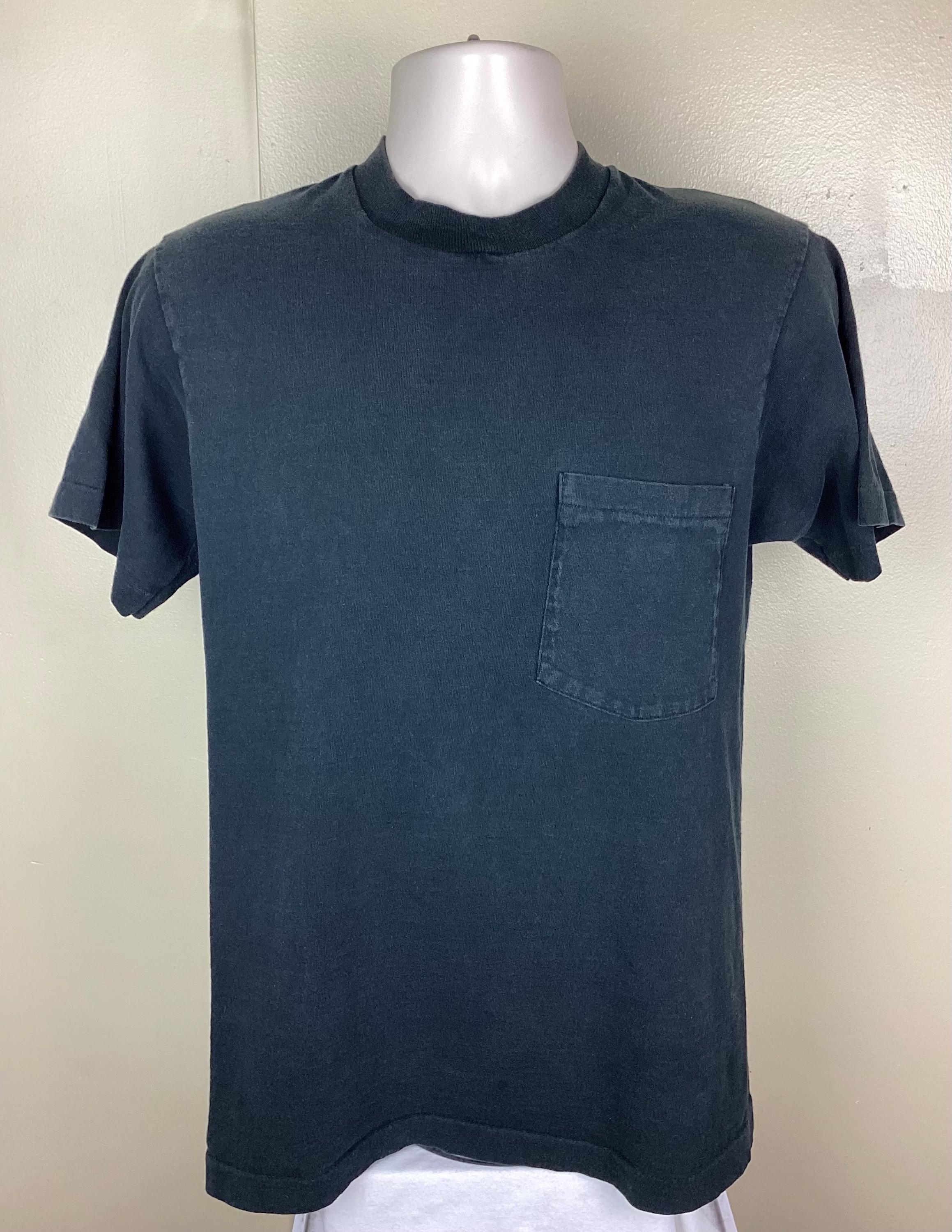 ヴィンテージ 80年代 90年代 無地 ブラック ポケット Tシャツ M 無地 