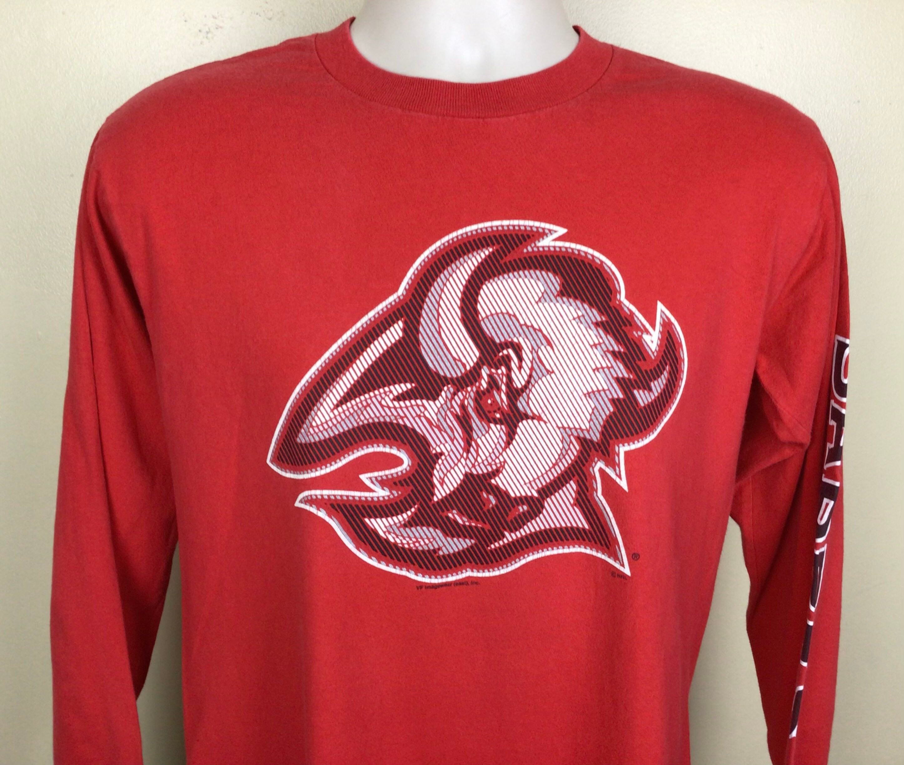 Vtg 90s Y2K Buffalo Sabres Goat Head Logo Long Sleeve T-shirt Red
