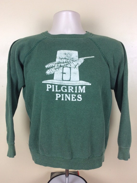 Vtg 70s Huskee Mills Pilgrim Pines Raglan Sweatsh… - image 2