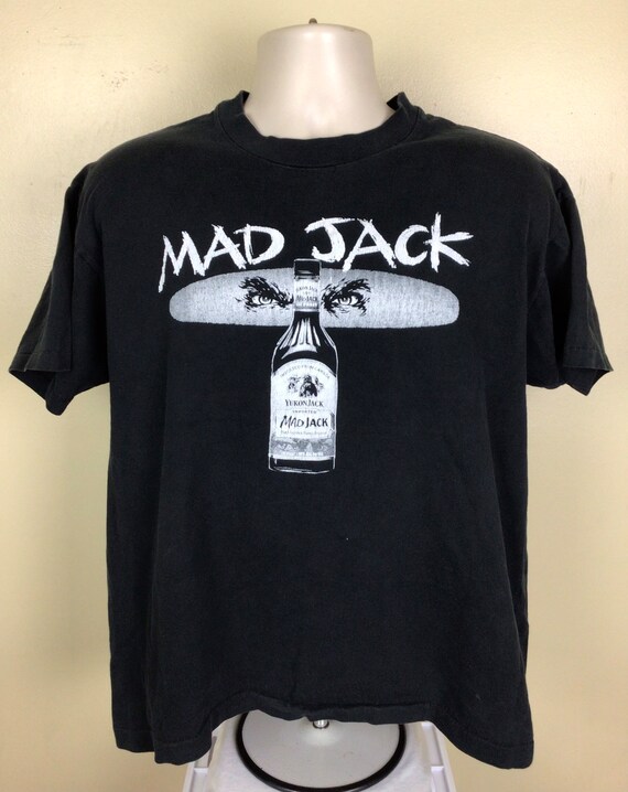 Vtg 90s Yukon Jack Mad Jack T-Shirt Black L Singl… - image 2