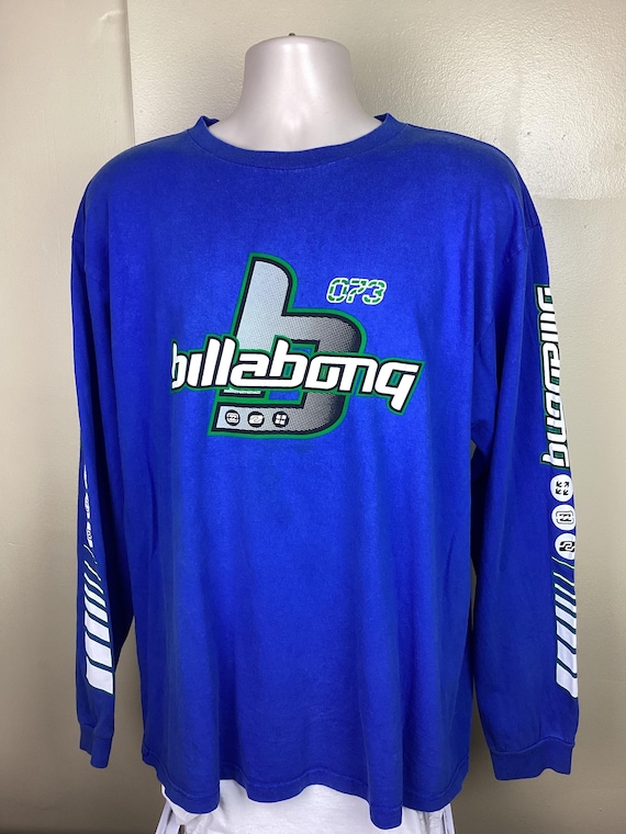 Vtg 90s Billabong Long Sleeve T-shirt Blue XL Made in USA