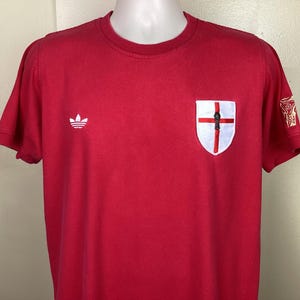 Vtg 1998 Adidas World Cup England T-Shirt Rot L 90er Jahre Frankreich 98 Fifa Fußball