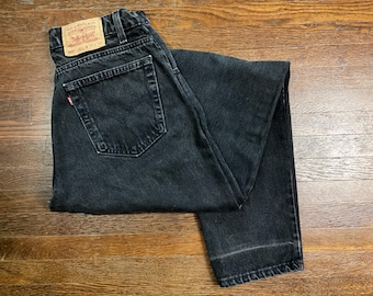 Vintage 1995 Levi's 560 Black Jeans 90s Made in USA Loose Fit Tapered Leg 34x34 (Measures 33x34)