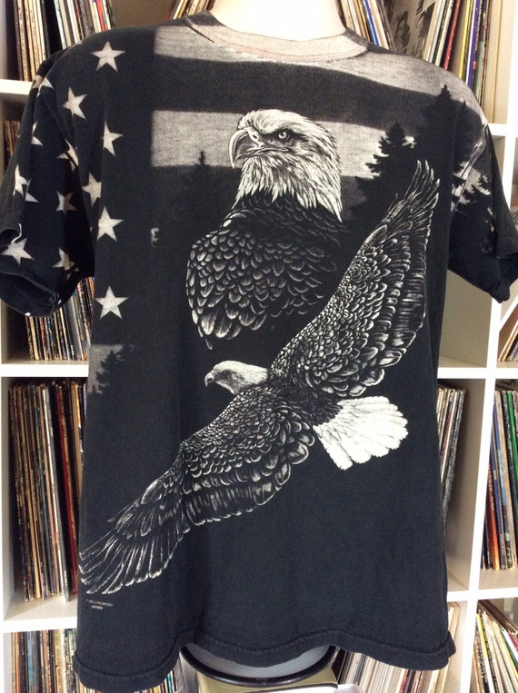 Vtg 90s Art Unlimited American Flag Bald Eagle Al… - image 4