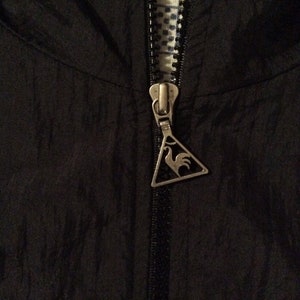 Vtg 80s Early 90s Le Coq Sportif Windbreaker Jacket Black Blue L French Sneaker Brand image 7
