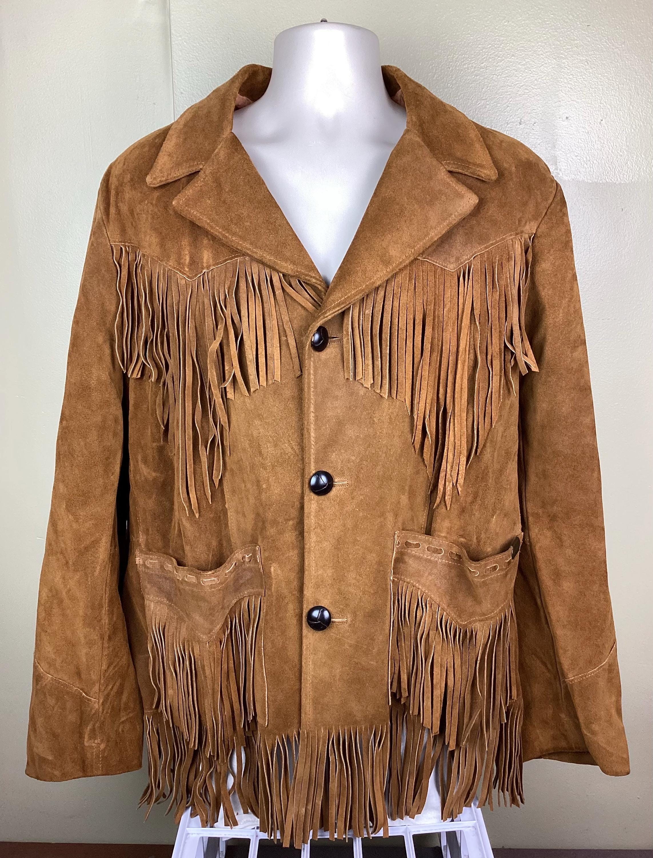 Pioneer Wear USA製 コーデュロイ レザージャケット XL 70s Vintage Pioneer Wear Suede Leather Fringe Jacket Size 46 Men Brown
