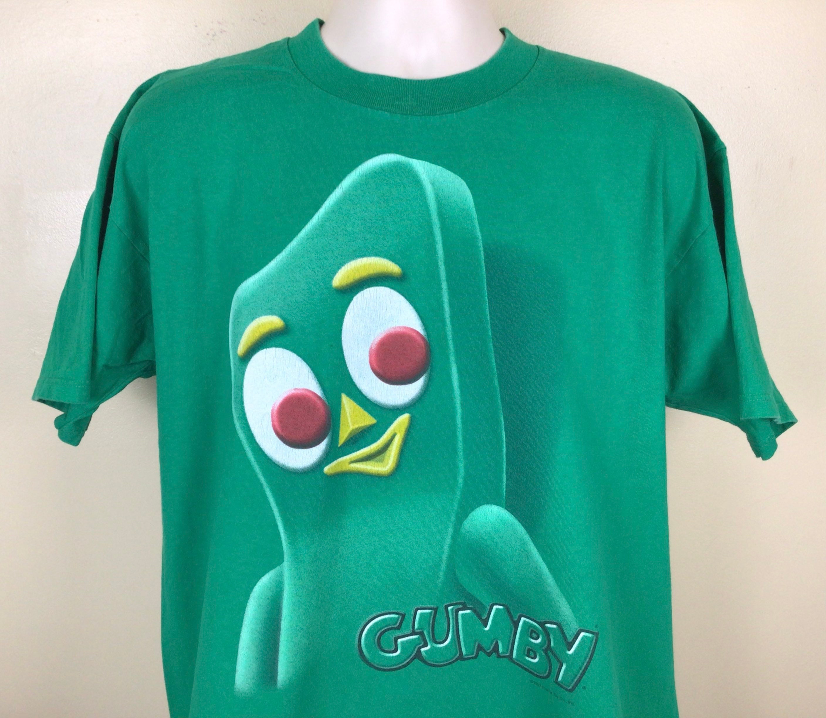 Vtg 1997 Gumby T-Shirt Green XL 90s Big Face Large Print Toy