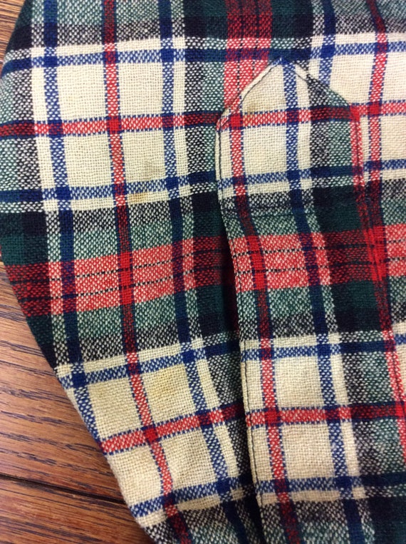 Vtg 50s 60s Pendleton Board Shirt M Green Red Wool Plaid Flannel  