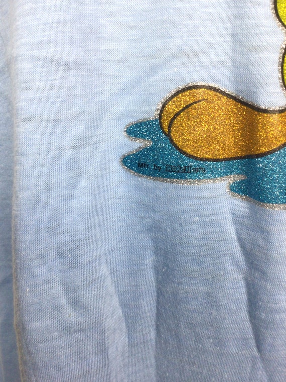Vtg 80s Tweety Bird Glitter Iron On T-Shirt Blue … - image 4