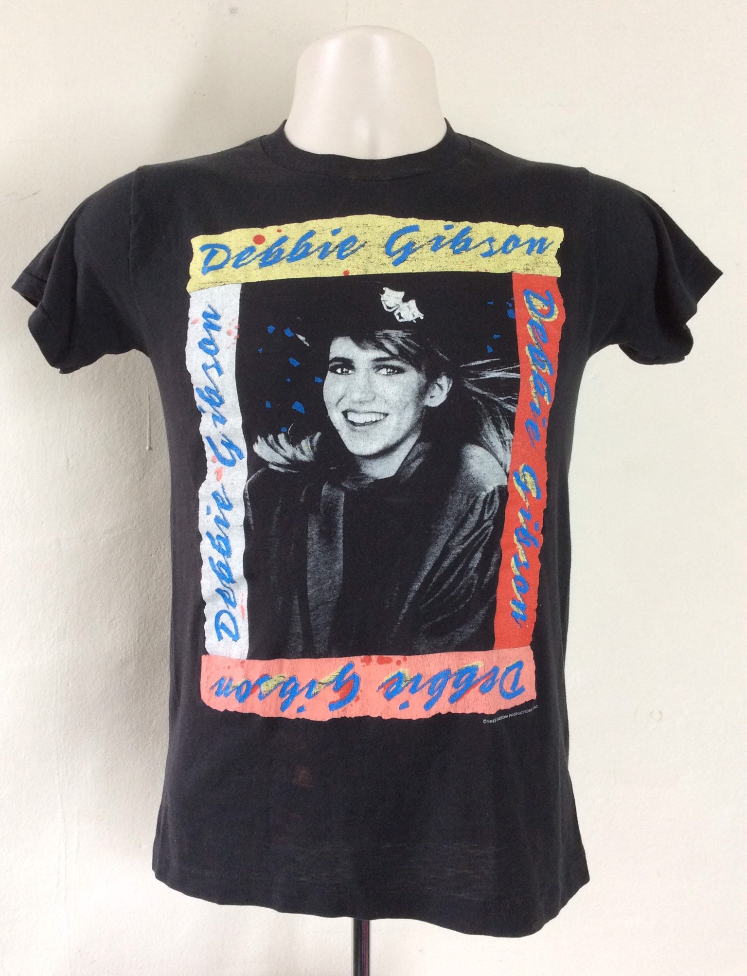 80s/DEBBIE GIBSON/デビーギブソン/Tシャツ/HANES/黒/L-