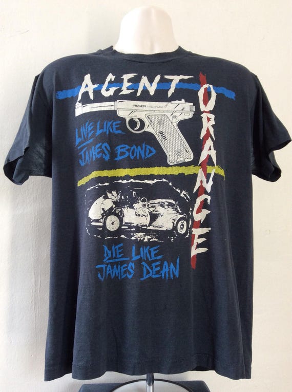 Vtg 80s Agent Orange T Shirt Black Xl Screen Stars Classic Etsy