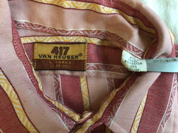 Vtg 70s Van Heusen 417 Vertical Striped Short Sle… - image 6