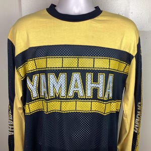 Vtg 70s 80s Yamaha Jersey Black Yellow XL Motocross
