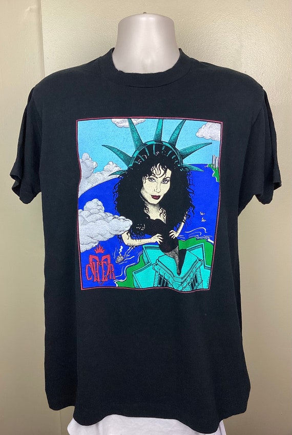 Vtg 1992 Cher New York Concert T-Shirt Black XL 9… - image 3