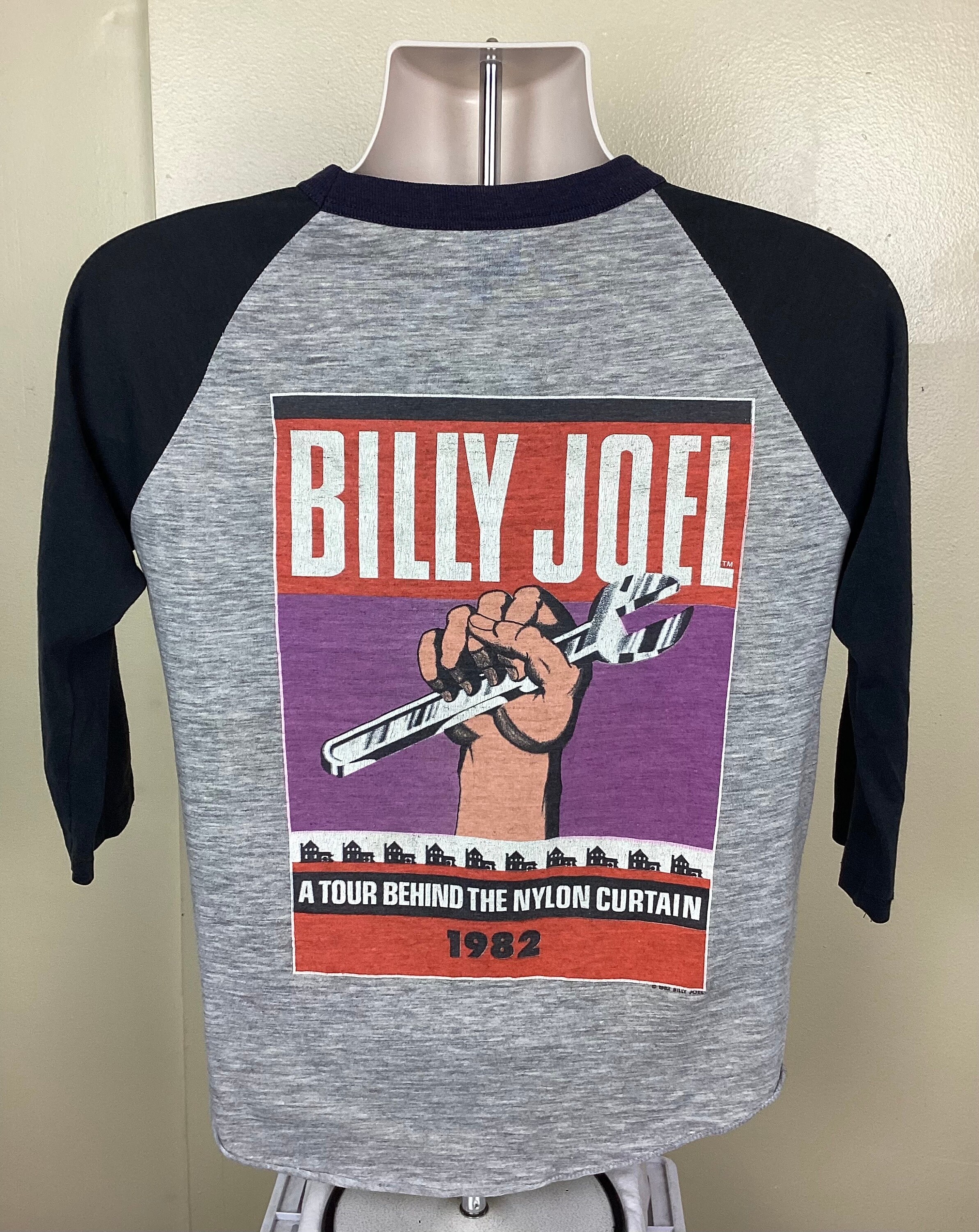 Billy Joel 1982 ヴィンテージ ラグランTシャツ Vtg 1982 Billy Joel Raglan Jersey Style Concert T-shirt Gray M 80s