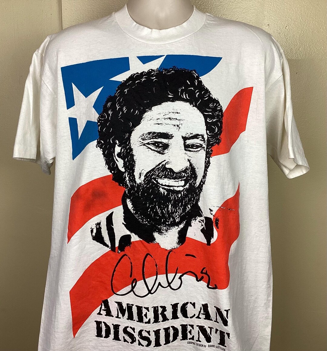 Vtg 1989 Abbie Hoffman American Dissident T-shirt White XL 80s NYC