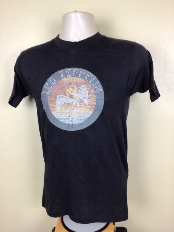 Vtg 70s Led Zeppelin Swan Song Iron On T-Shirt Bl… - image 4