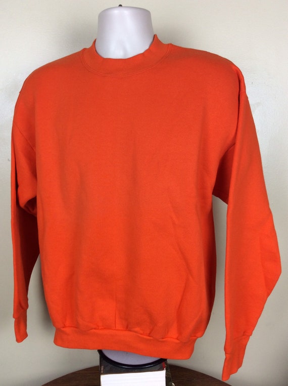 Vtg 90s Fruit Of The Loom Orange Sweatshirt L Pla… - image 4