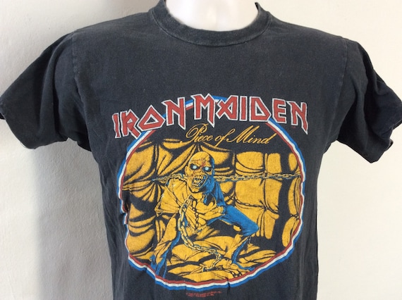 Vtg 1983 Iron Maiden Piece of Mind T-shirt Black 80s Screen - Etsy
