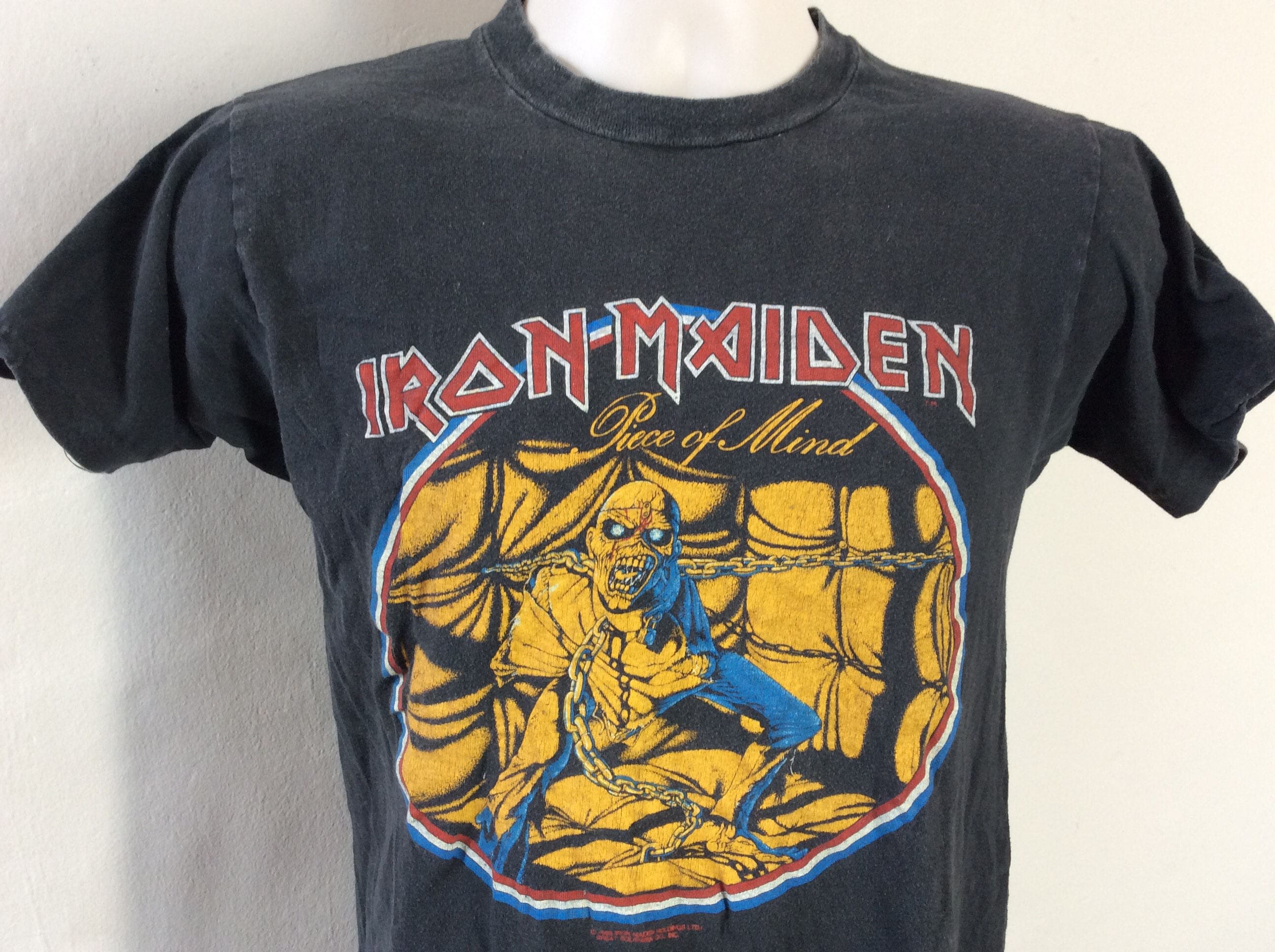 Vtg 1983 Iron Maiden Piece Of Mind T-Shirt Black 80s Screen Vtg 1983 Iron Maiden Piece Of Mind T-Shirt Black 80s Screen