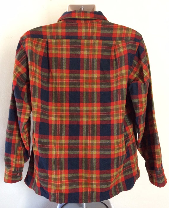 Vtg 70s 80s Pendleton Board Shirt L Red Wool Plai… - image 3