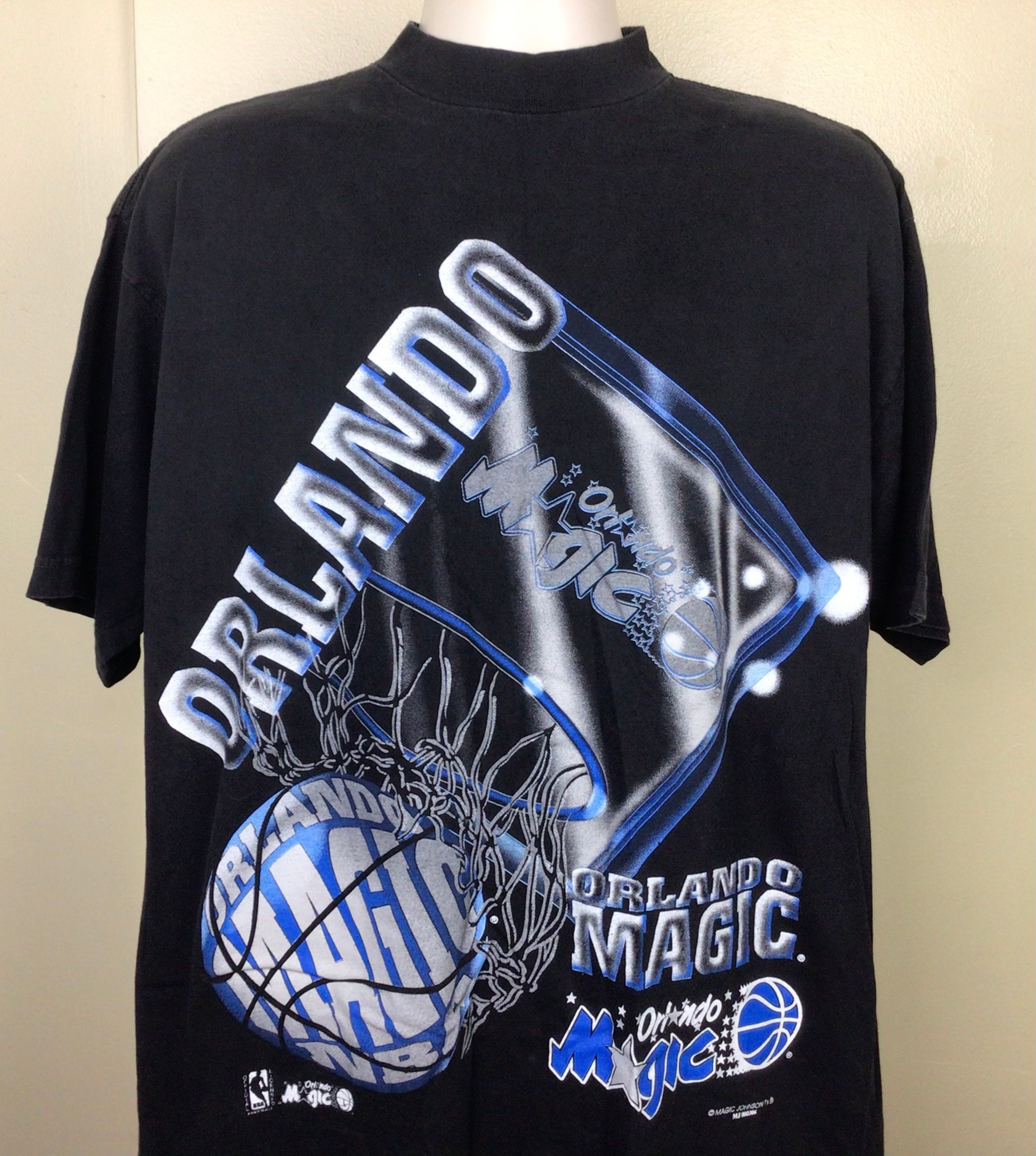Vtg 90s Orlando Magic T-shirt Black XL Magic Johnson Ts NBA Team 