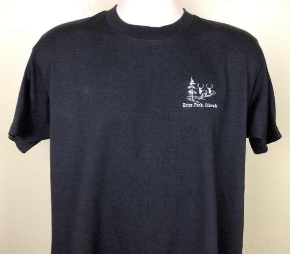 Vtg 80s Estes Park Colorado T-Shirt Black L Hanes… - image 1