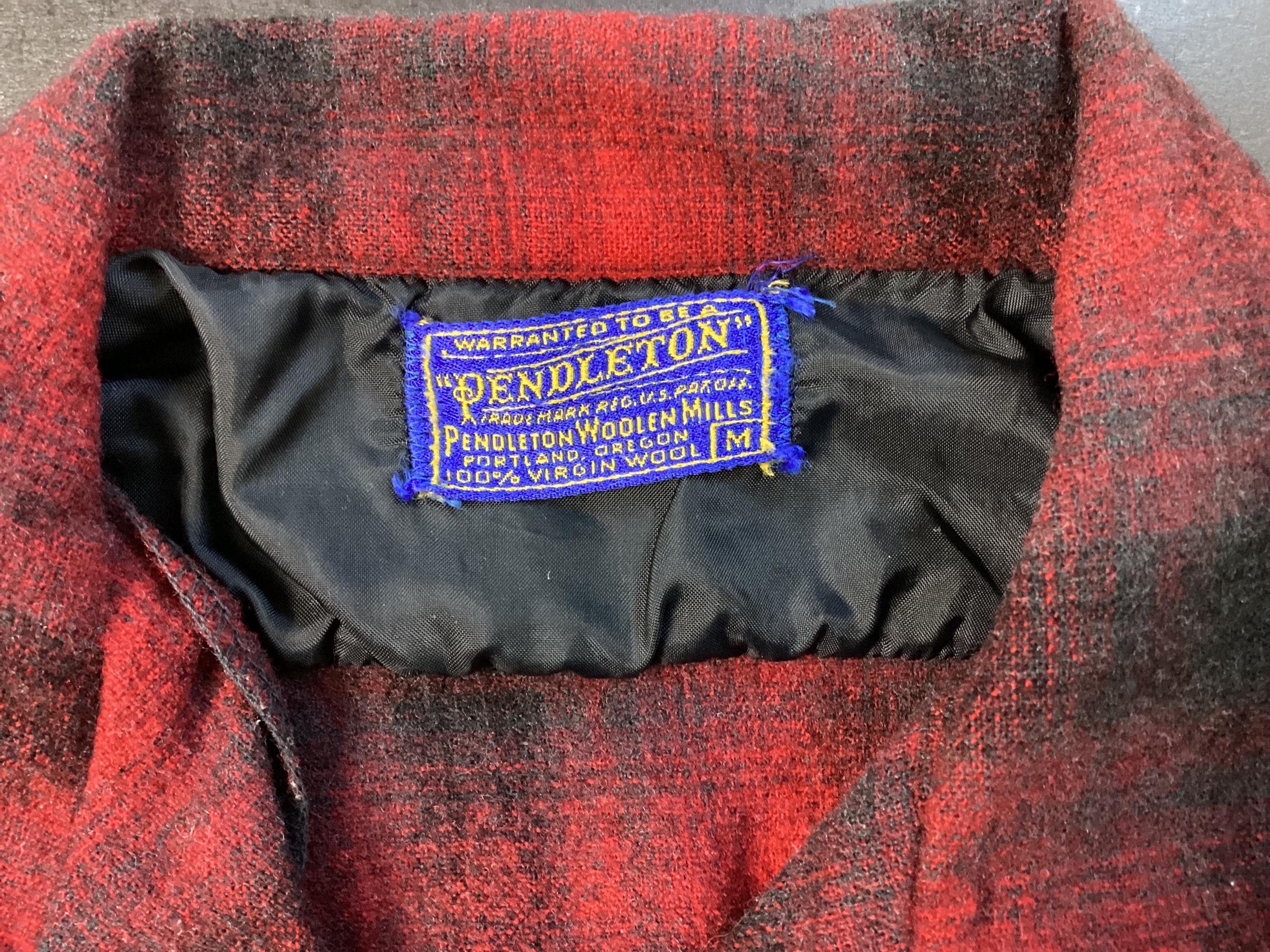 Vtg 50s 60s Pendleton Shadow Plaid Board Shirt S/M Red Black Vtg 50s 60s Pendleton Shadow Plaid Board Shirt S/M Red Black