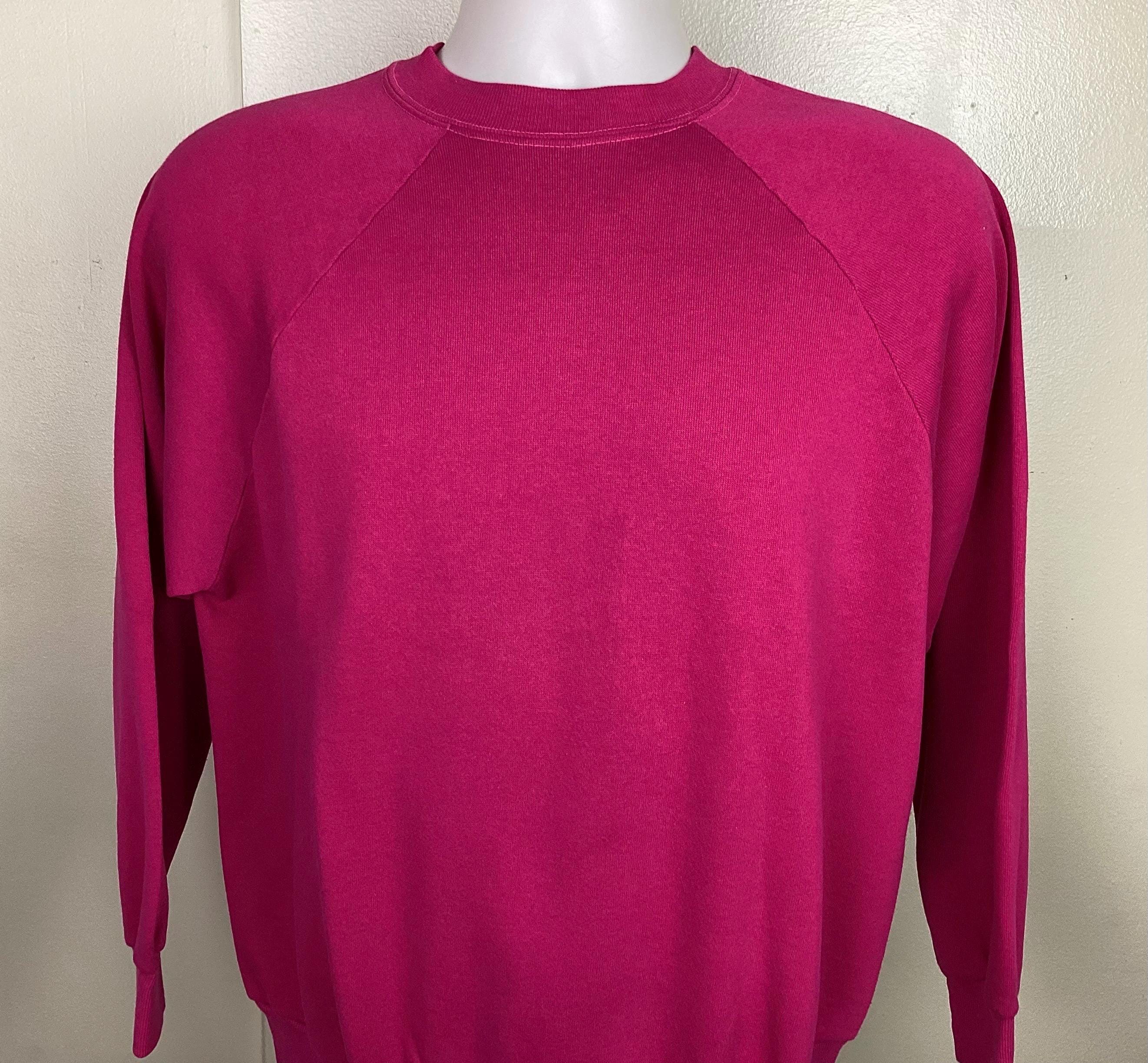 Vtg 70s 80s Sportswear Plain Pink Raglan Crewneck Sweatshirt M/L 