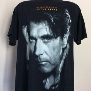 Vtg 1994 Bryan Ferry Mamouna Concert T-Shirt Black XL 90s Roxy Music Brian Eno Giant Tag Classic Glam Art Rock Band