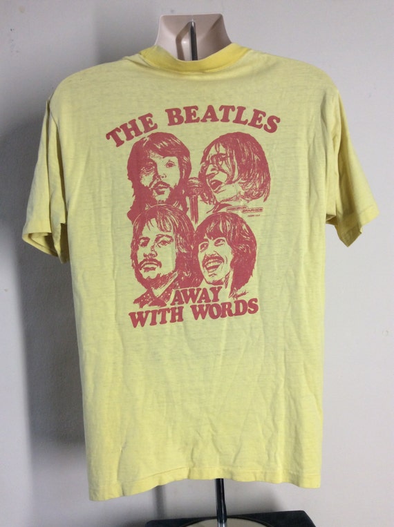 Vtg 70s the Beatles Away With Words T-shirt Yellow L Classic - Etsy