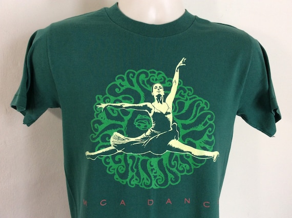 Vtg Early 90s MCA Dance T-Shirt Green S Museum Of… - image 1