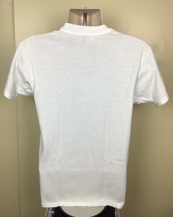 Vtg 80s Early 90s Hanes Plain White V-Neck T-Shir… - image 3