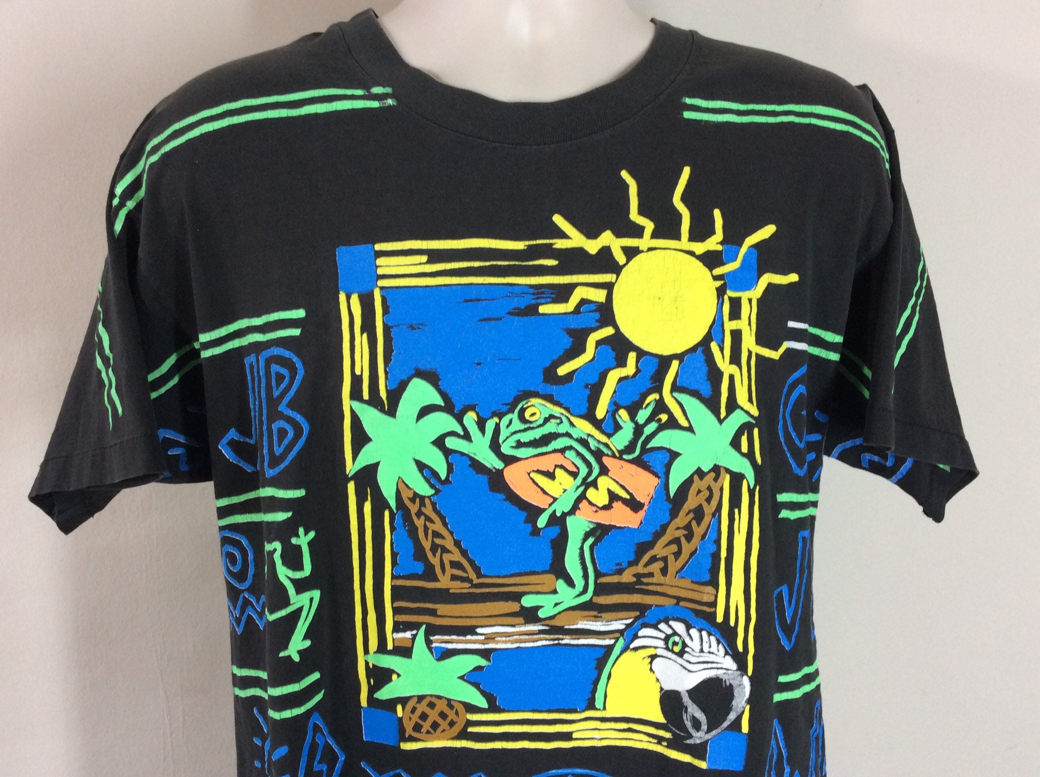 超格安一点 Koszulka Vtg XL Czarna Print Over All Buffett Jimmy 90s ミュージシャン