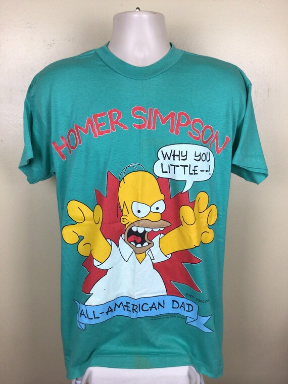 Vtg 1990 Homer Simpson T-shirt Green L 90s the Simpsons TV Show