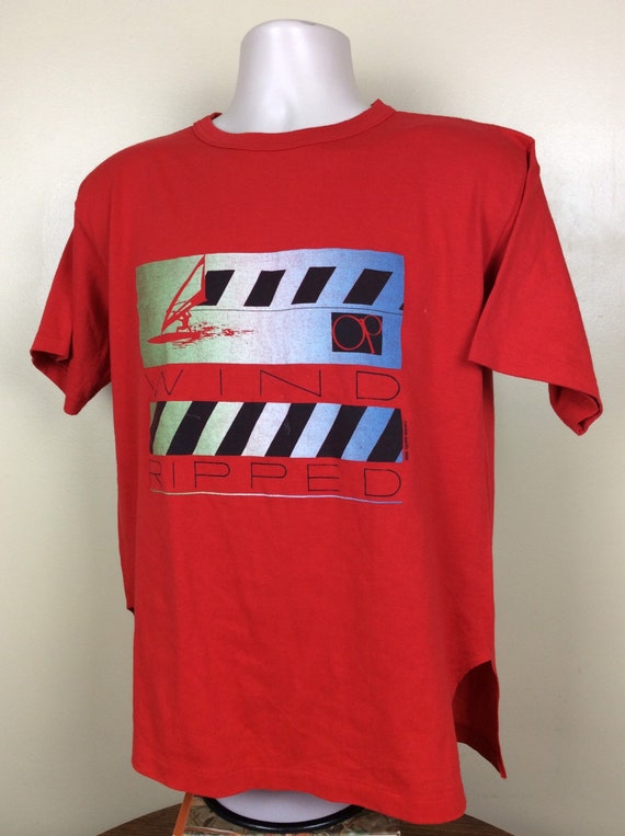 Vtg 1985 OP Ocean Pacific Windsurfing T-Shirt Red… - image 4