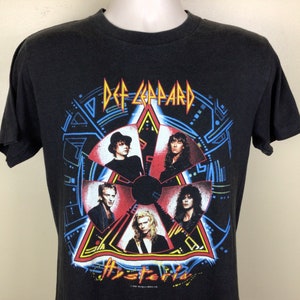 Camiseta clásica de concierto Hysteria de Def Leppard de 1988, negra, talla M, banda de pelo glam de los 80, heavy metal, puntada única