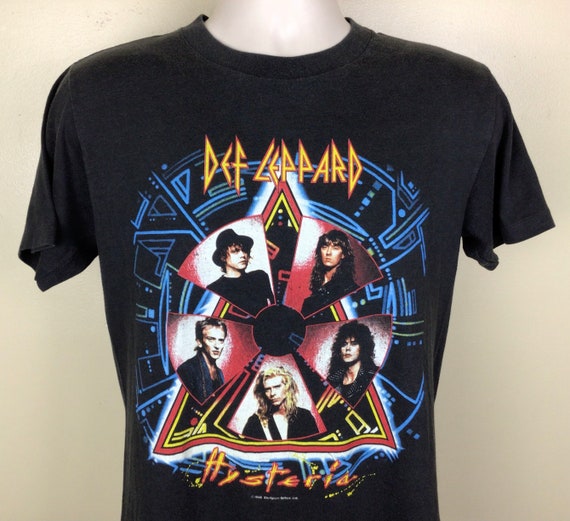 Vtg 1988 Def Leppard Hysteria Concert T-shirt Black M 80s Glam