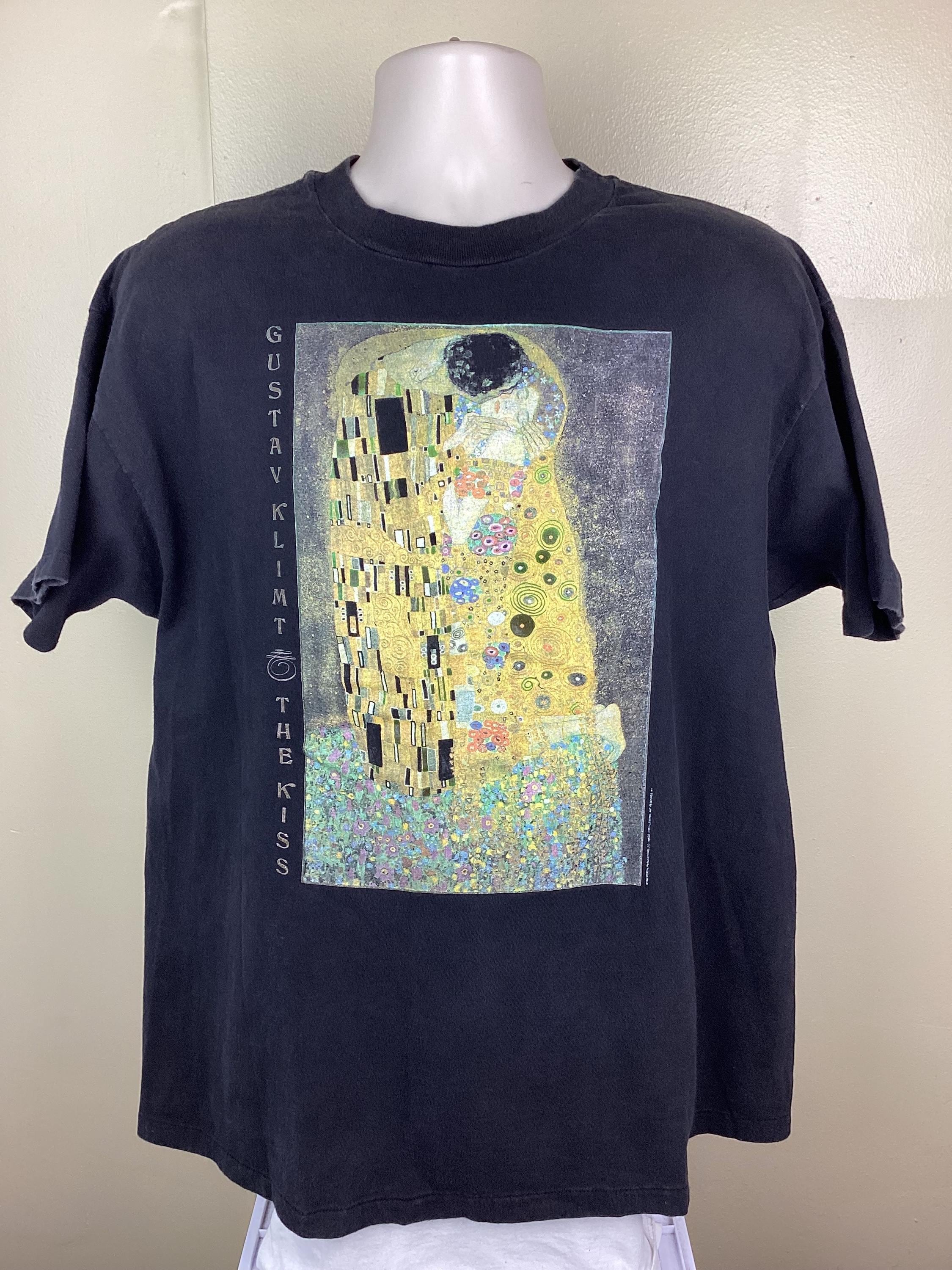 ヴィンテージ 90年代初頭 グスタフ・クリムト 接吻 Tシャツ ブラック 