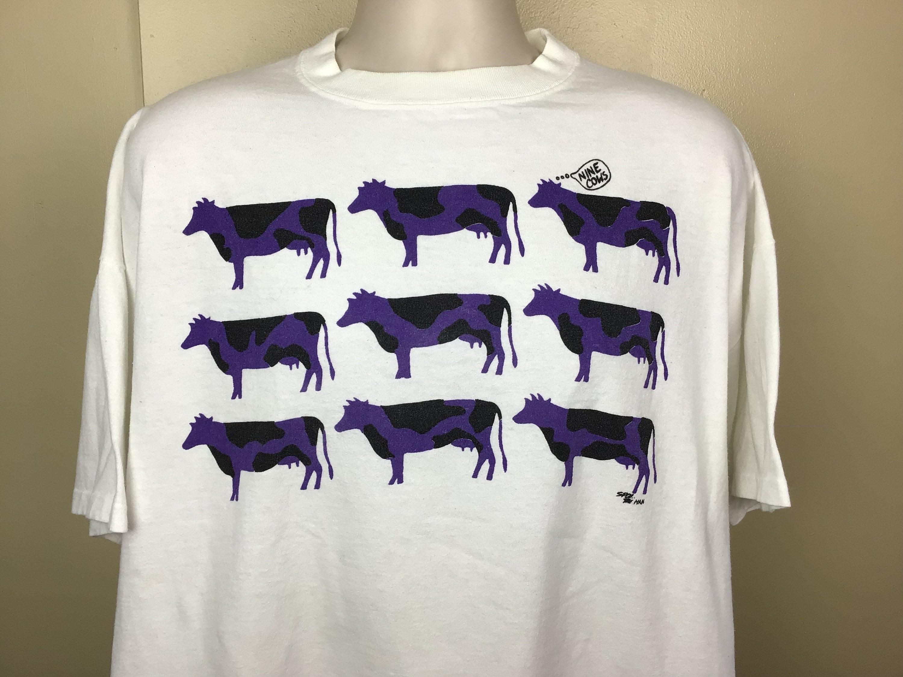 Vtg 80s 90s Nine Cows Pop Art T-shirt Boxy Fit 2XL Spoo Single