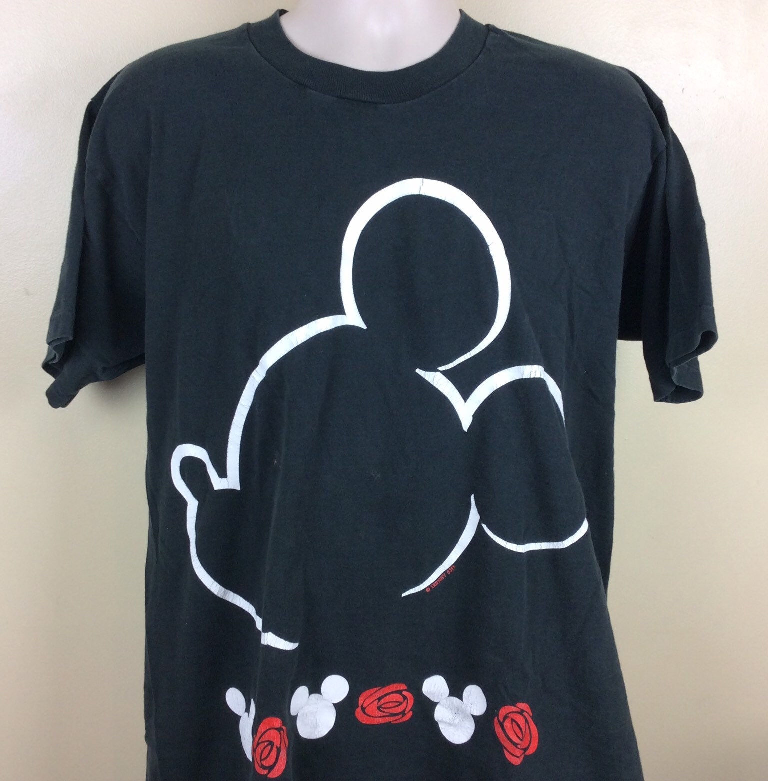 Vintage Early 90s Disney Mickey Mouse Profile T-shirt Black XL