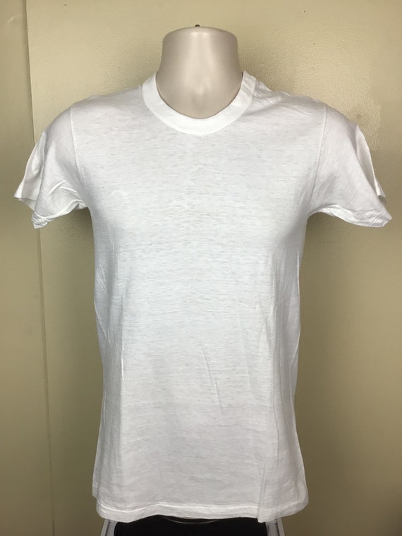 Vtg 50s 60s Hanes Plain White T-shirt S Blank Tee Cotton Single