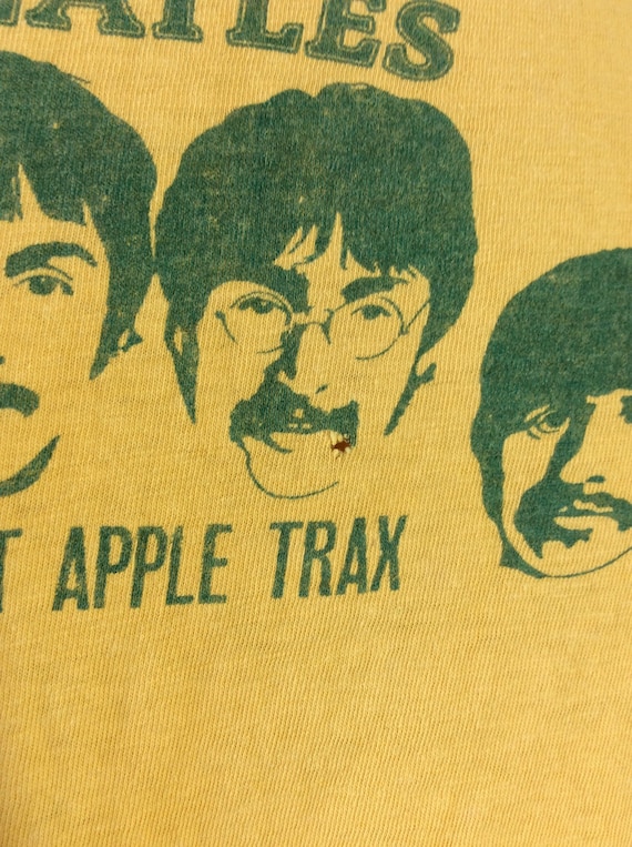 Vtg 1975 the Beatles Sweet Apple Trax T-shirt Yellow XS/S 70s John