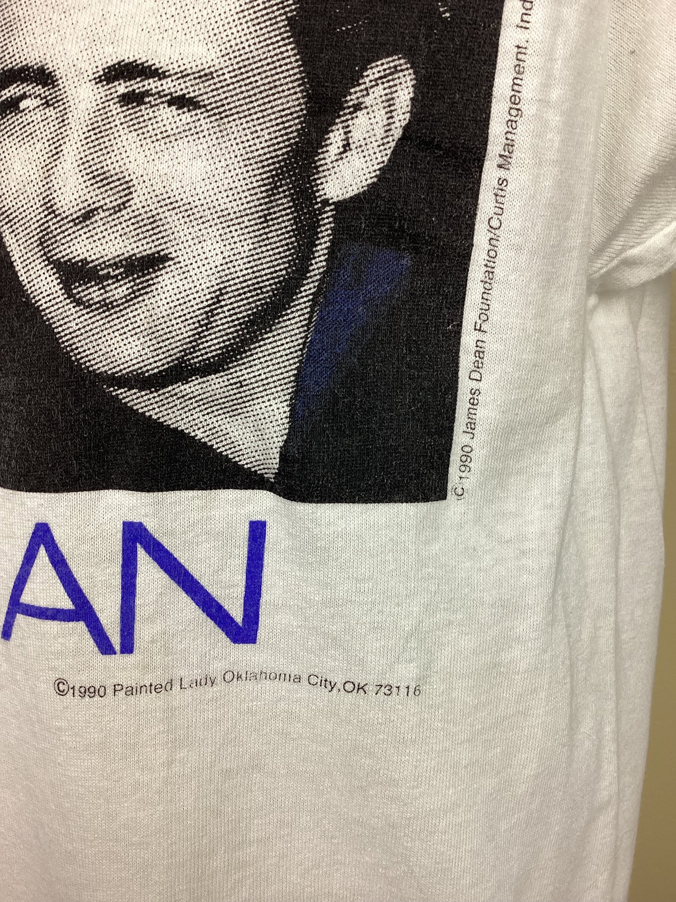 Vtg 1990 James Dean T-shirt White M 90s Hollywood Glam Movie Star